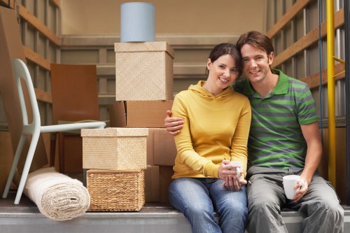 Furniture and boxes being prepared for a man and van service in Brompton